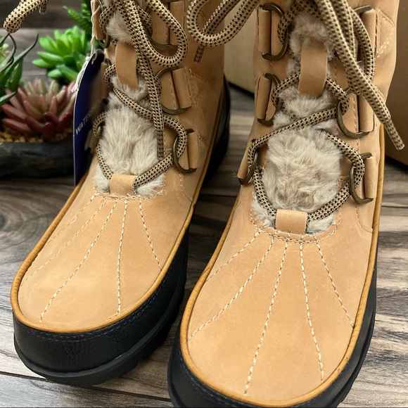 NIB JBU by Jambu Northgate Faux Fur Trim Waterproof Ankle Boots 8M Tan - Picture 5 of 13